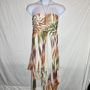 vintage y2k 2000s boho whimsigoth assymetrical hem halter dress